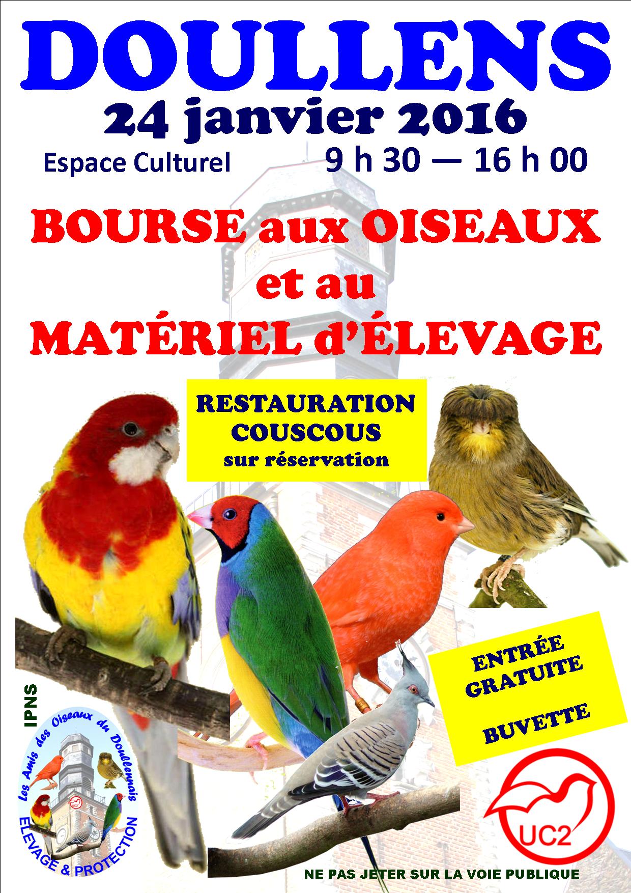 BOURSE AUX OISEAUX et MATERIEL D'ELEVAGE - DOULLENS 24.01.2016 BOURSE 24 JANVIER